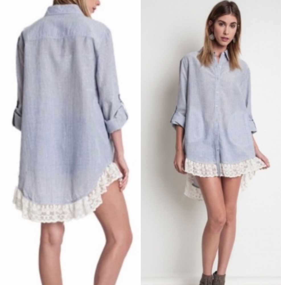 Umgee Lace Hem Hi-lo Tunic